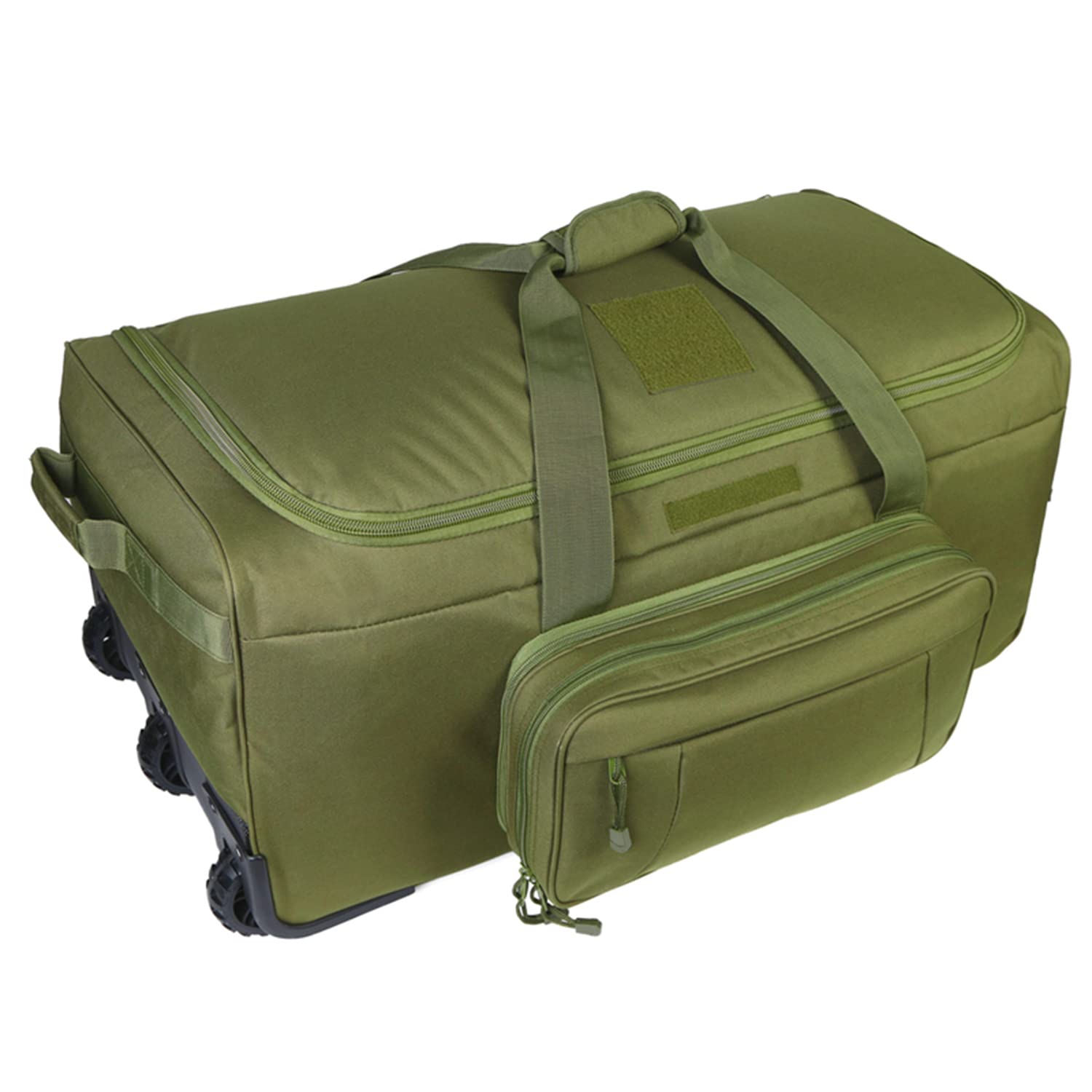 Bolsa de lona con ruedas de despliegue de gran capacidad de 75L, maleta militar, bolsa táctica de alta resistencia con bolsa desmontable # B031